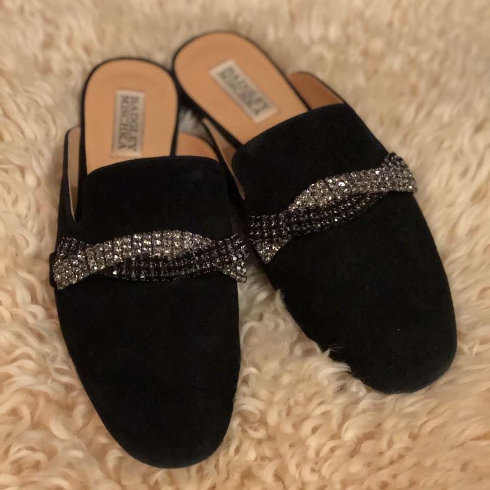 Badgley Mischka Karin Suede stone mules